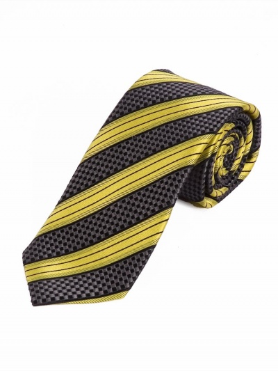 Sevenfold-Krawatte Streifendessin anthrazit gelb