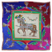Pañuelo de seda motivo caballo colorido