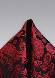 Bufanda decorativa motivo paisley negro y rojo