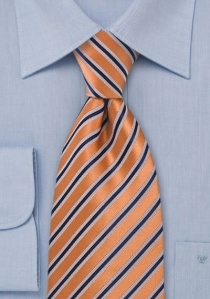 Corbata seda rayas cobre azul marino