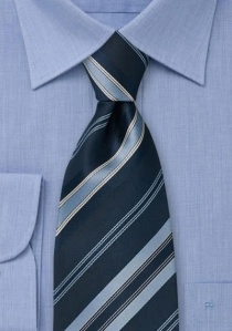 Corbata gris rayado azul