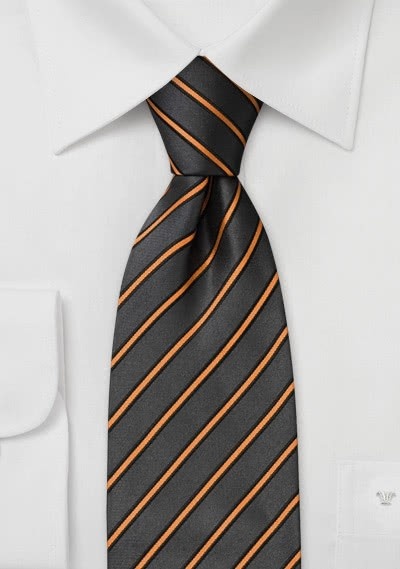 Corbata gris rayas naranja