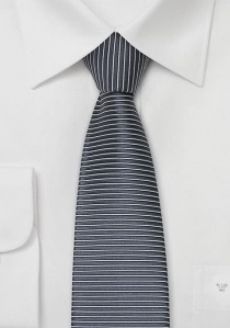 Corbata antracita plata rayada estrecha