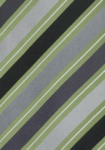 Corbata clip verde plata rayas