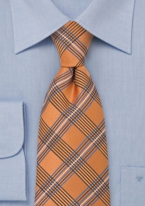 Corbata cuadros escoceses naranja azul