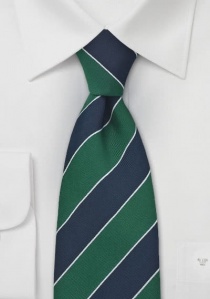 Corbata rayas azul marino verde oscuro