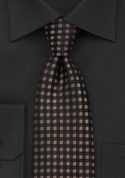 Corbata cuadros marrón negro