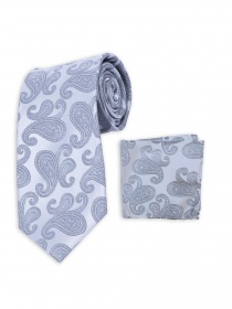 Conjunto de corbata y pañuelo de negocios de plata