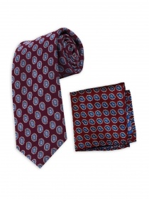 Conjunto de corbata y pañuelo de bolsillo rojo