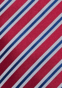 Corbata rayas cereza azul blanco