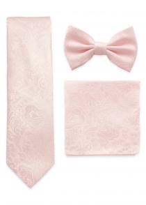 conjunto pajarita, corbata y pañuelo en blush-rosé