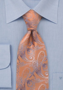 Corbata naranja cobre flores