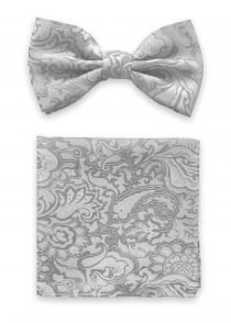 Pajarita de caballero y chal decorativo en gris