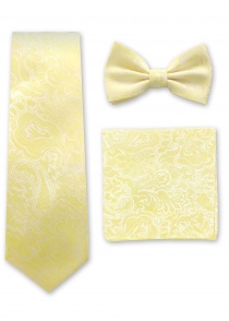 lazo, corbata de negocios y pañuelo en amarillo