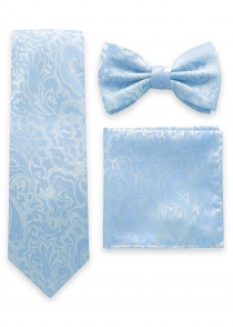 lazo, corbata y bufanda en set azul claro