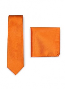Set Krawatte Einstecktuch orange Struktur