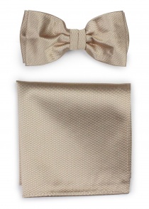 Corbata de pajarita combinada Crema texturizada
