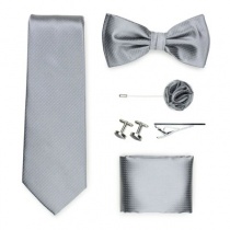 Caja de regalo de puntos gris plata con corbata,