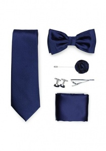 Caja de regalo de lunares azul marino con corbata