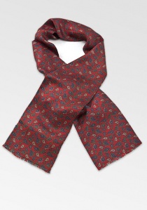 Corbata pañuelo paisley rojo cereza grande