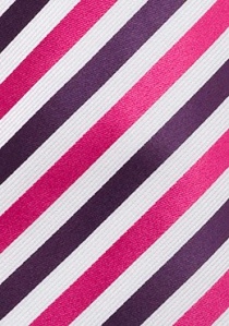 Corbata rayas blanco rosa lila