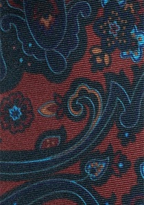 Pañuelo de seda ancho rojo burdeos motivo Paisley