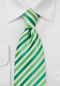 Corbata rayas blanco verde claro oscuro