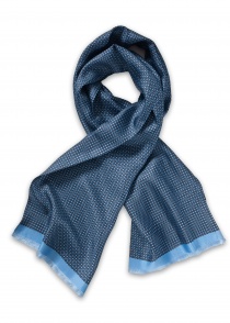 Pañuelo de seda ancho con diseño de adorno azul