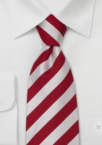 Corbata de clip a rayas en blanco y rojo