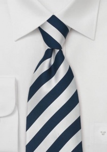 Corbata de clip a rayas en blanco y azul