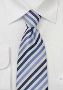 Corbata rayas blanco tonos azul XXL
