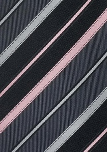XXL corbata de caballero antracita rayas rosa