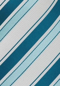 Corbata a rayas en tonos aqua y blanco