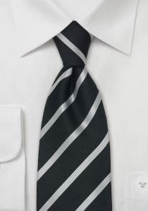 Corbata de negocios negra con rayas plateadas