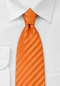 Corbata monocolor naranja rayada clip