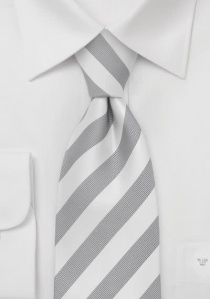 Corbata blanco gris rayada
