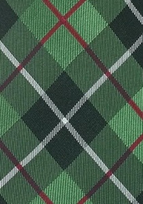 Corbata verde cuadros escoceses rojo