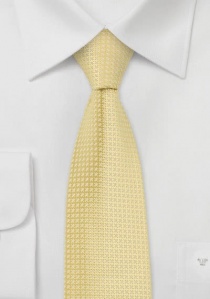 Corbata amarillo pastel estrecha bordada