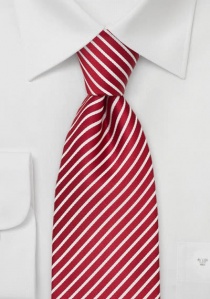 Corbata de seda XXL a rayas rojo y blanco