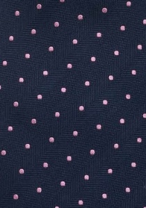 Corbata XL con puntos rosa sobre azul marino
