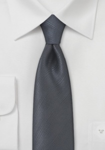 Corbata estrecha gris oscuro monocolor de