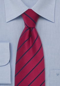 Corbata rayas azul medianoche rojo cereza