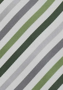 Corbata de clip rayada verde hierba plateado