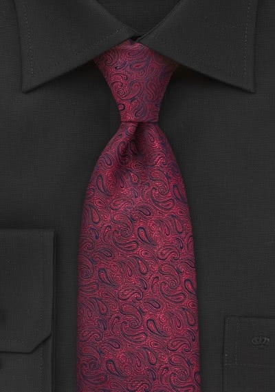 Corbata paisley rojo cereza