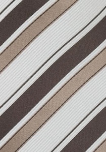 Corbata de rayas XXL Tonos blanco/marrón moca
