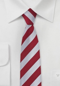 Corbata estrecha a rayas en rojo / blanco