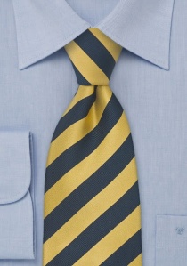 Corbata XXL a rayas azul oscuro y amarillo