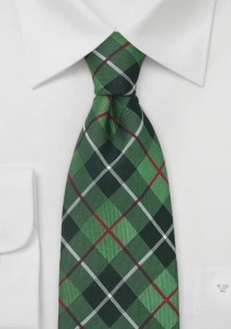Corbata XXL con cuadros escoceses verde