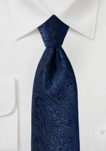 XXL corbata estampado paisley azul marino