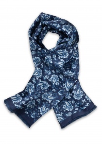 Pañuelo de seda diseño Paisley azul noche